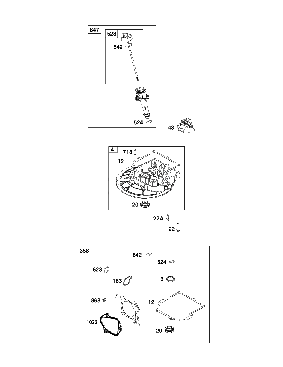 Crankcase Cover/Sump And Lubrication Group Diagram and Parts List for 9P602-0121-H1  Briggs and Stratton Engine